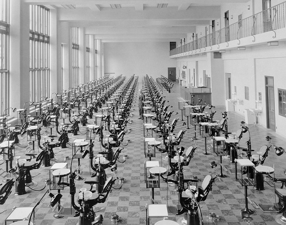#8 Rows of chairs at the School of Dentistry at the University of Minnesota, 1930.