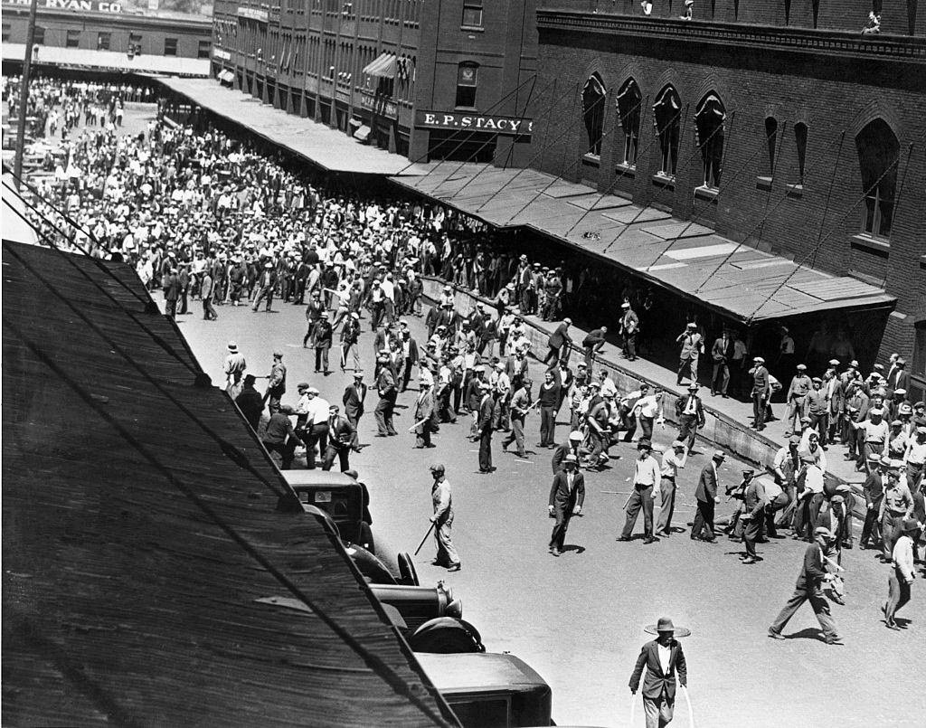 #85 A truck driver’s strike turns into a riot on May 21, 1934 at the Minneapolis City Market.