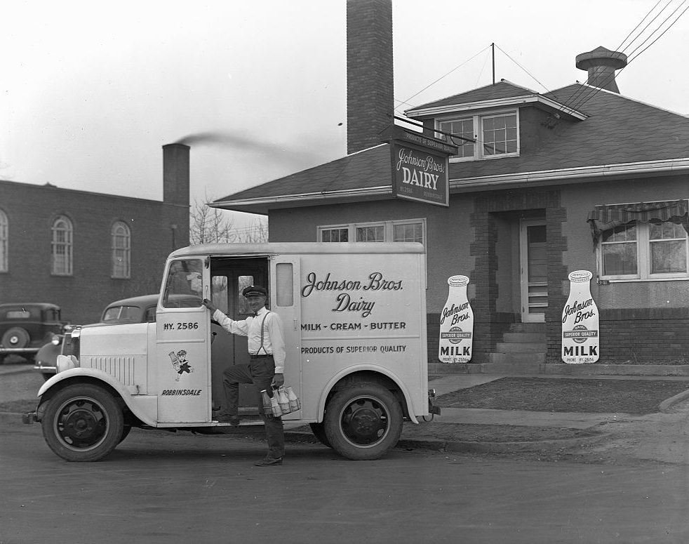 #44 A milkman from the Johnson Bros in Minneapolis, 1936.