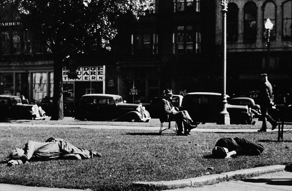 #92 Freightcars waiting in a train yard in the flour mill district of Minneapolis, 1939.