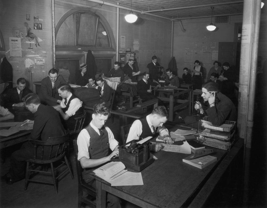 #48 Students at work in the offices of the ‘Minnesota Daily’, the campus newspaper of the University of Minnesota, 1932.