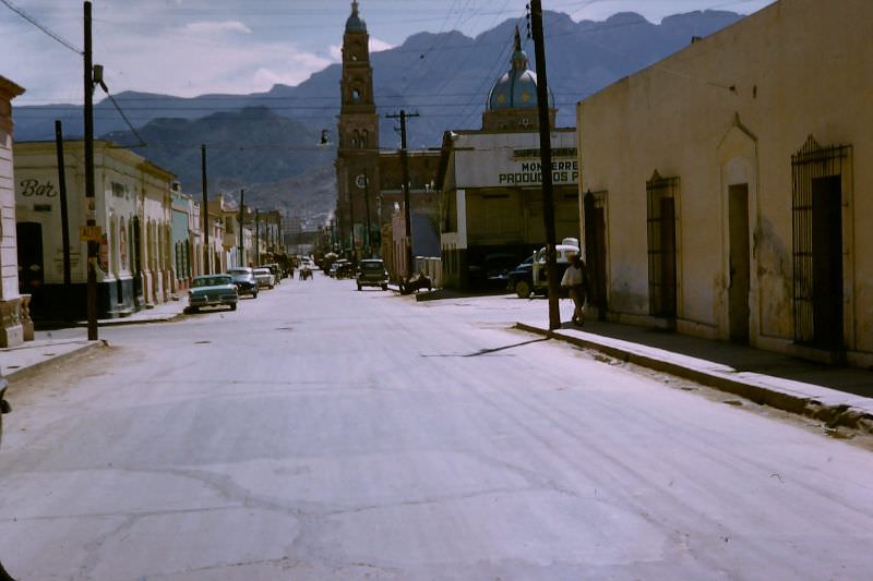 #34 Street and church. Monterrey, March 1958