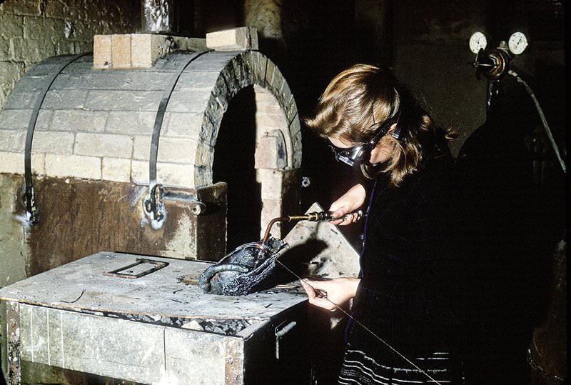 #52 A student working in a workshop at the Regional College of Art, Manchester, around 1962.