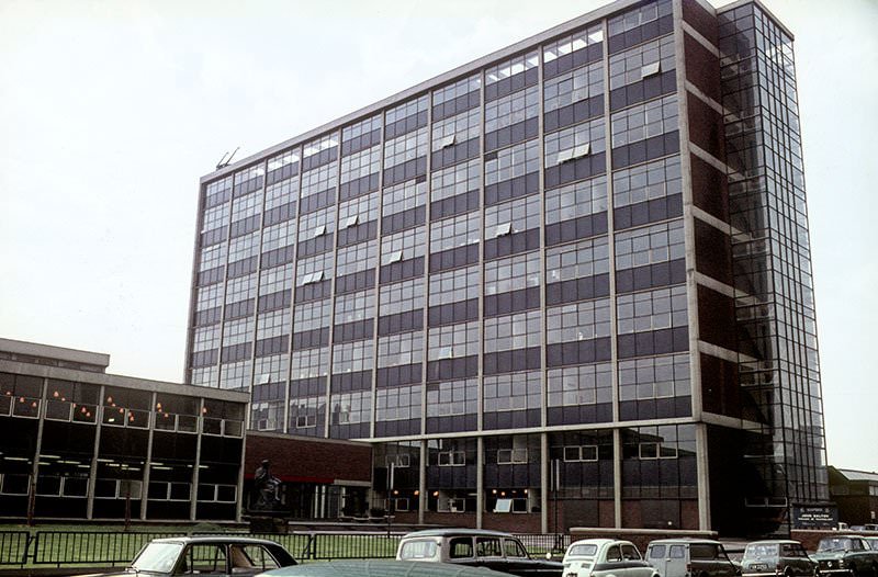 #70 View from Chester Street of the tower element of the John Dalton College of Technology in 1966-67.