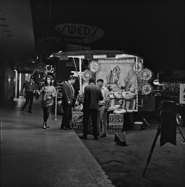 #19 Typical outdoor Tijuana burro portrait studio, 1964