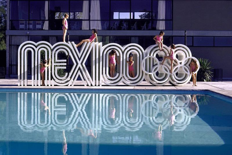 #25 School children playing on Olympic logo Mexico 68.