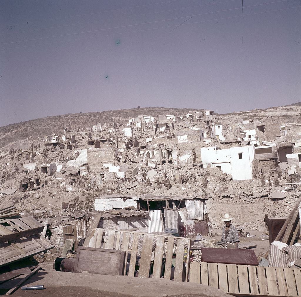 #40 A refugee camp at the bottom of the city destroyed by an earthquake in Agadir,February 29, 1960.