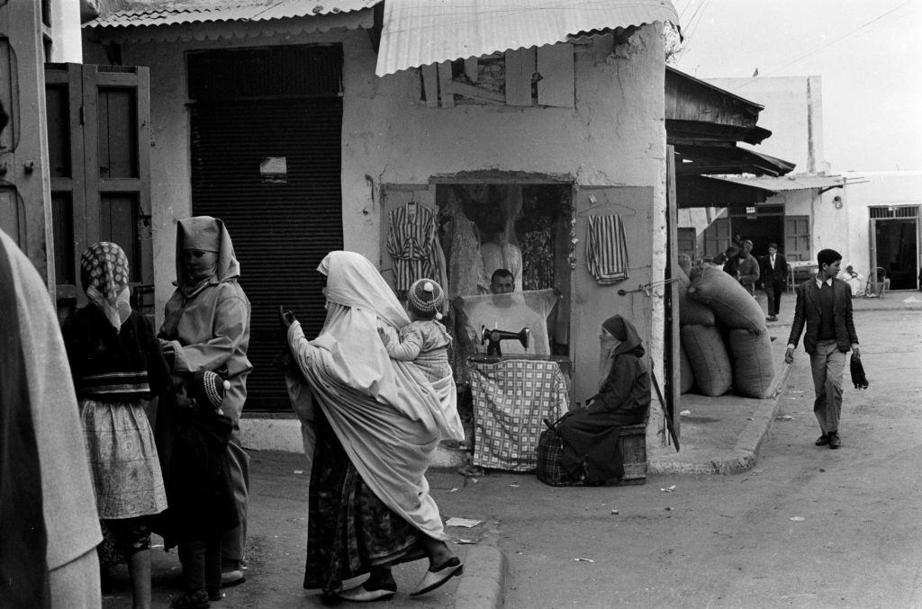 #71 A tailor shop in Rabat, 1968.