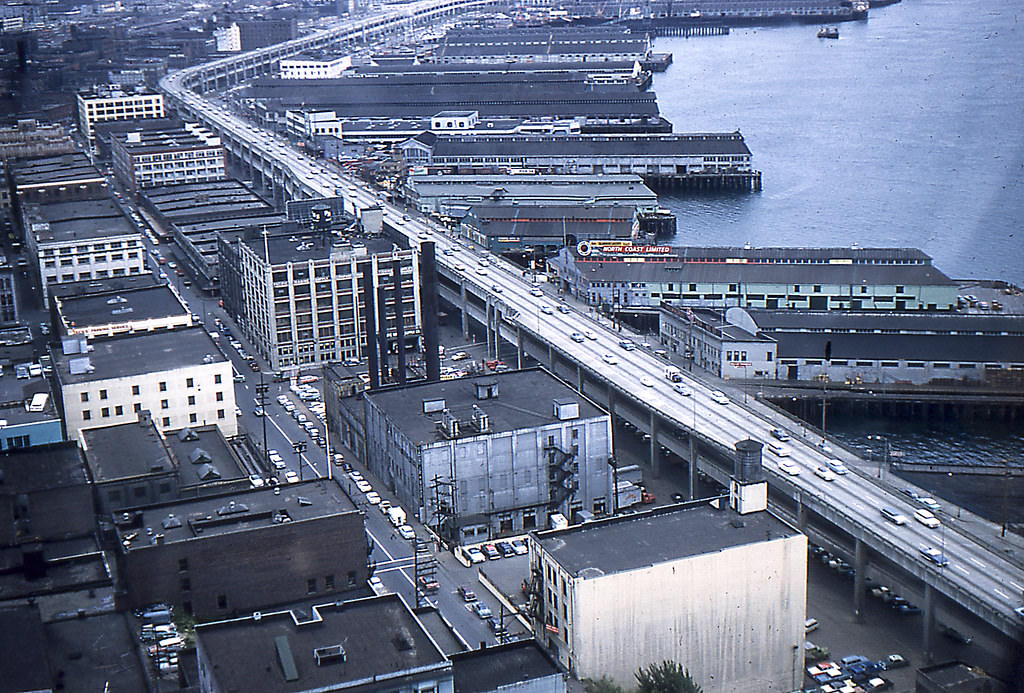 #14 2 Ship Seattle from helicopter, August 1960