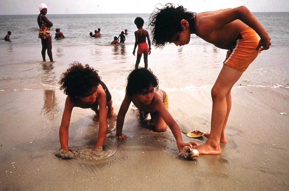 #52 Children at Riis Park, a public beach in Brooklyn, July 1974.