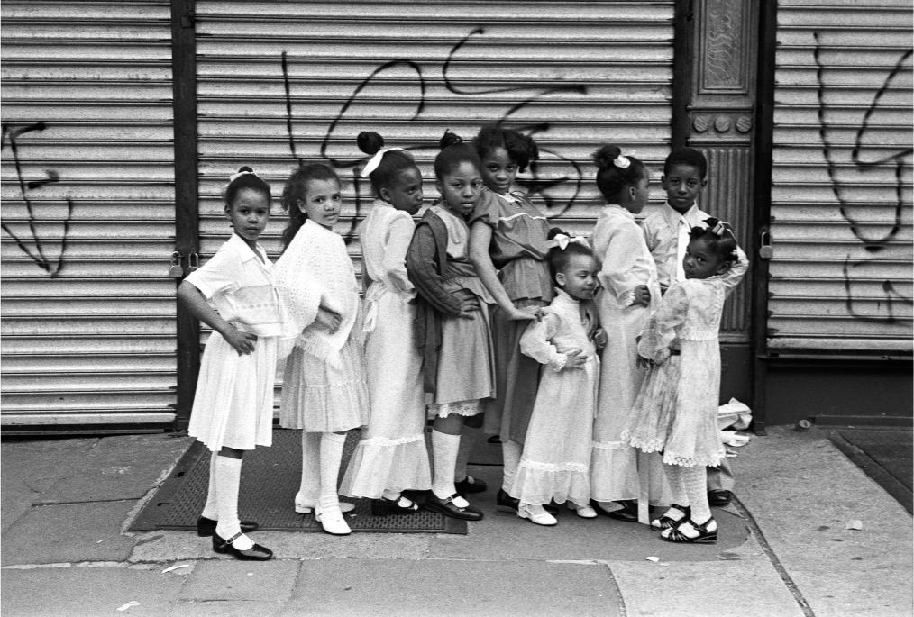 #12 Children on a break from Pentecostal Church Services, on 7th Avenue, 1979.