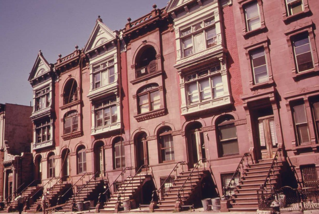 #2 Turn of the century brownstone apartments being gentrified, Brooklyn, July 1974.