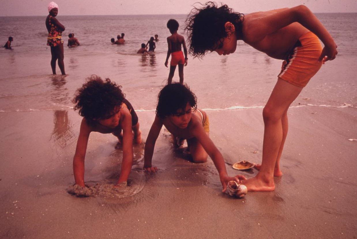 #43 Children at the beach in Reis Park, Brooklyn, July 1974.
