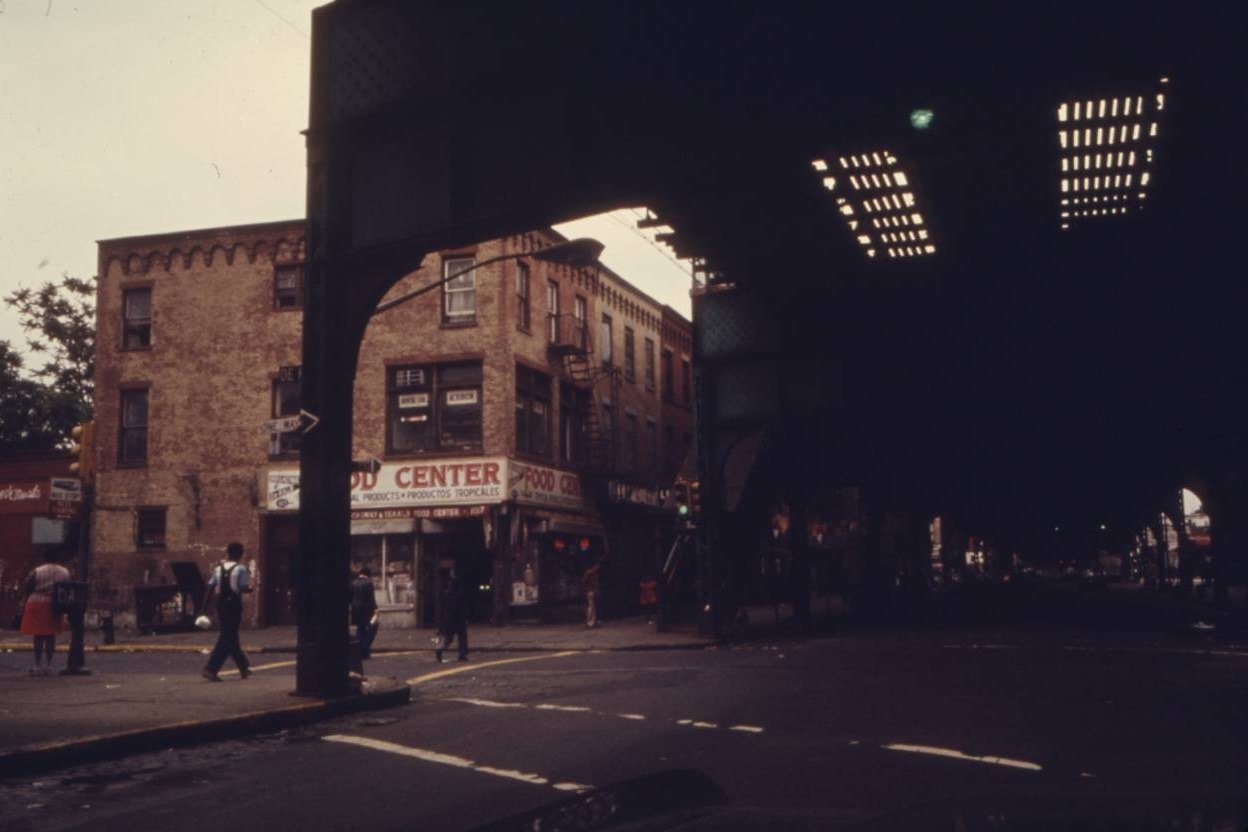 #45 Elevated train tracks at Bushwick Avenue in Brooklyn, 1974.