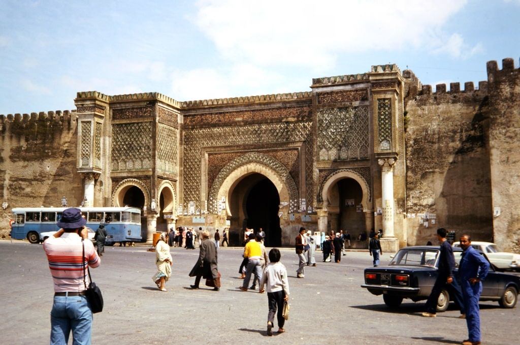 #13 The front of Bab Mansour, in Meknes, Morocco. July 1977.