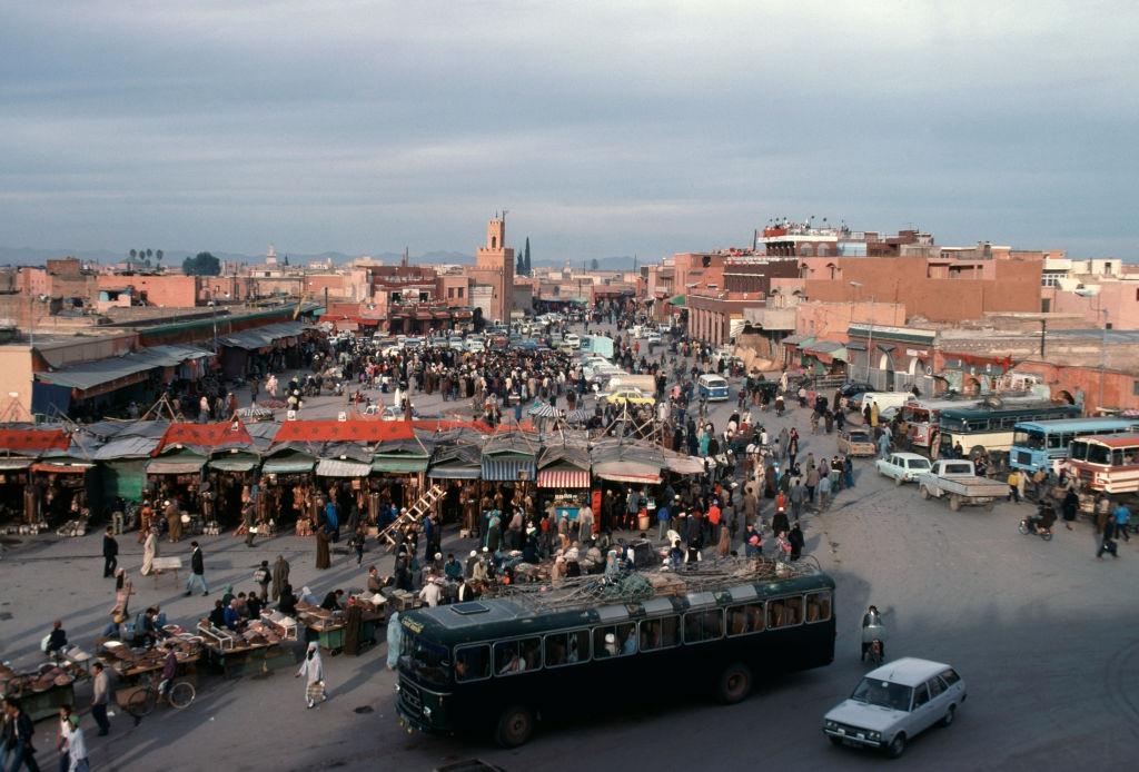 #16 The market on Jemaa el-Fna square in Marrakech, in February 1979, Morocco.