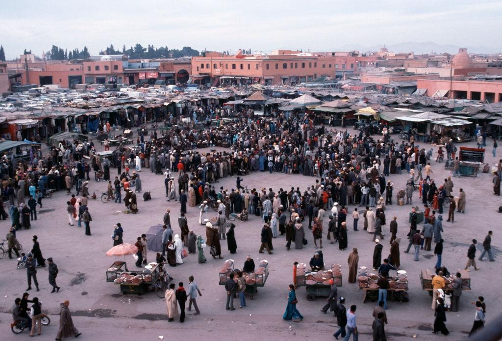#17 The market on Jemaa el-Fna square in Marrakech, in February 1979, Morocco.