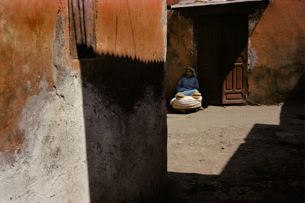 #30 A bread vendor in Marrakech, 1975.