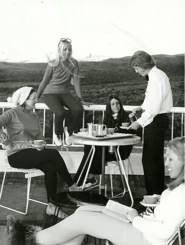 #46 Afternoon teatime. Mount Ngauruhoe in the background. Tongariro National Park, September 1972