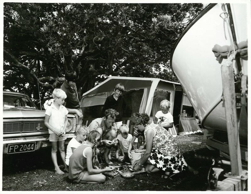 #28 Motor Camp, Coopers Beach, Northland, January 1972