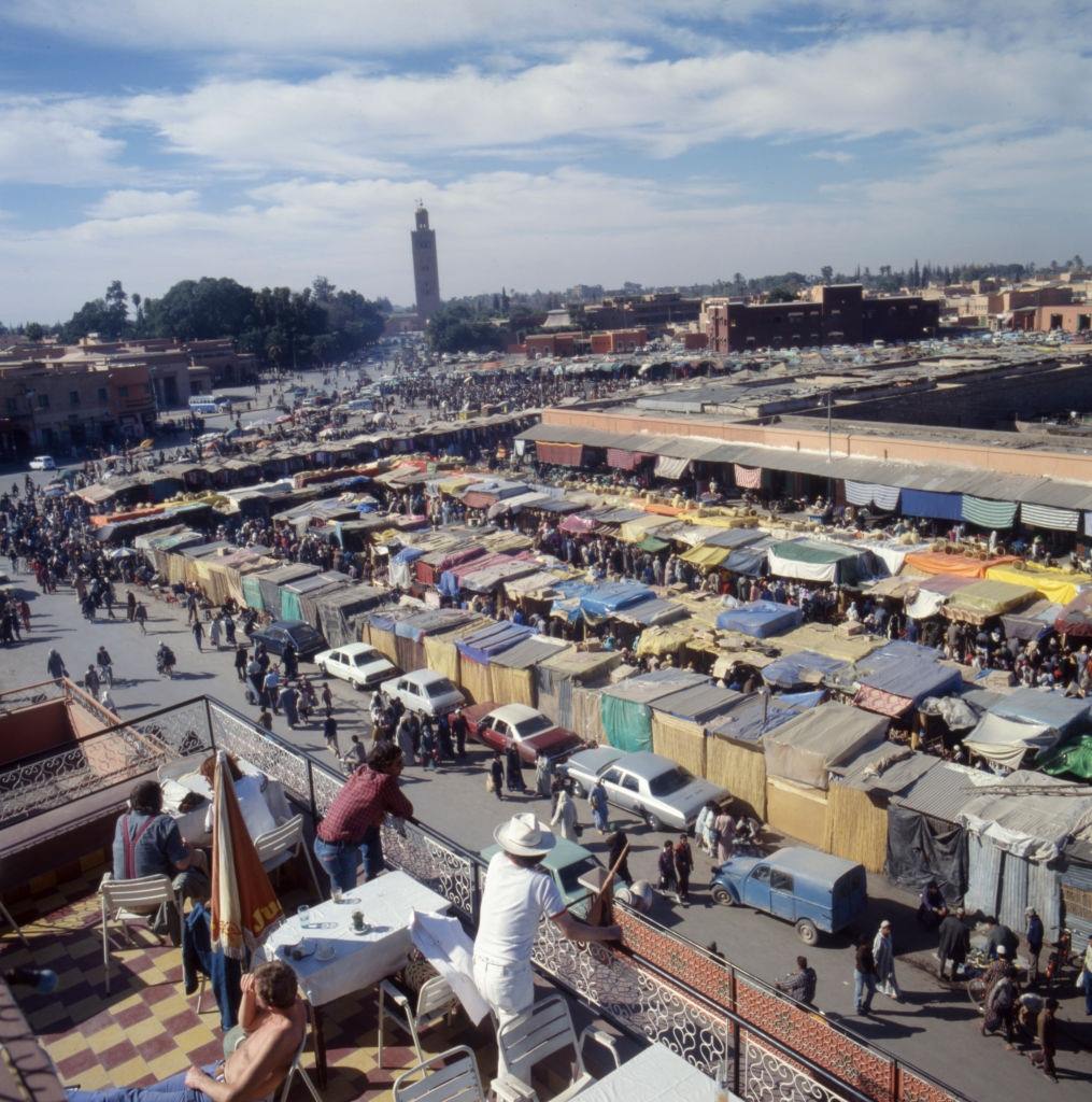 #6 The market on Jemaa el-Fna square in Marrakech, in 1980, Morocco.