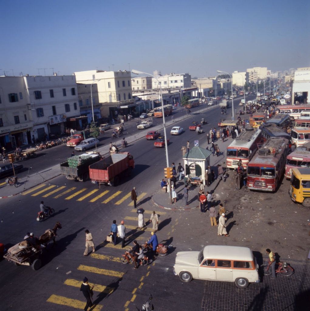 #1 Traffic on an avenue in Casablanca, Morocco. January 1980.