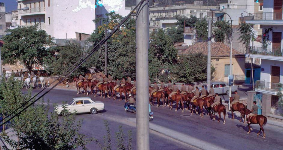 #74 Soldiers on horseback on Mikalakopoulou Street