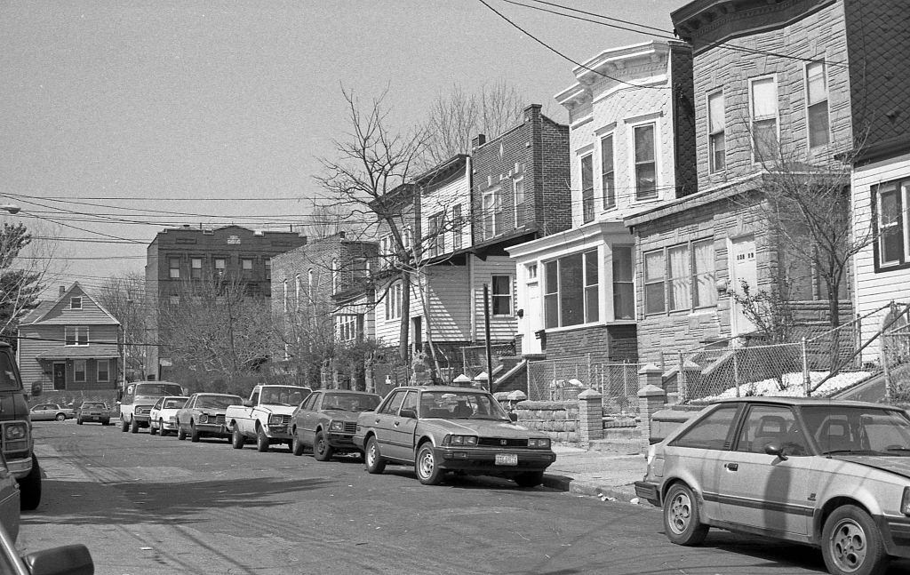 #2 Residential buildings on 36th Avenue (near 108th Street), in the Corona. Queens, New York, 1990.