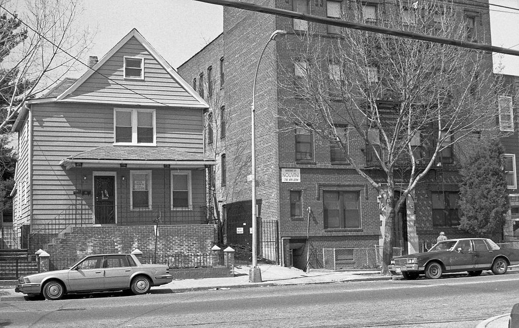 #10 Residential buildings at the intersection of 108th Street and 36th Avenue, in the Corona neighborhood. Queens, New York, 1990.