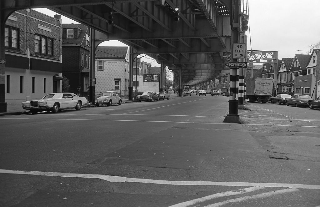 #12 Subway line along Roosevelt Avenue in the heart of Corona, Queens, 1974.