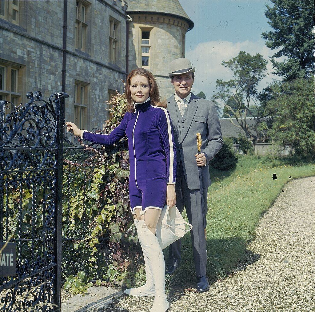 #27 Diana Rigg as Emma Peel and Patrick Macnee as John Steed on the set of the television series ‘The Avengers’ in September 1966.