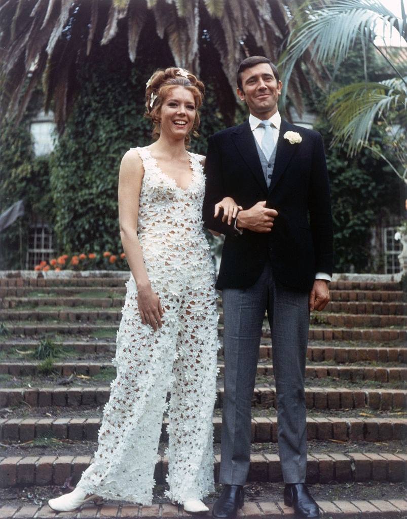 #60 Diana Rigg in a lacy slip and high heels, 1970