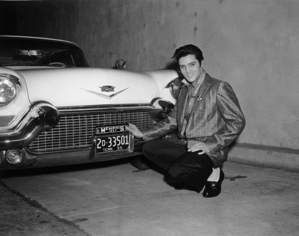 #3 Elvis and a 1956 Cadillac Eldorado in this shot from Hollywood taken in 1957.