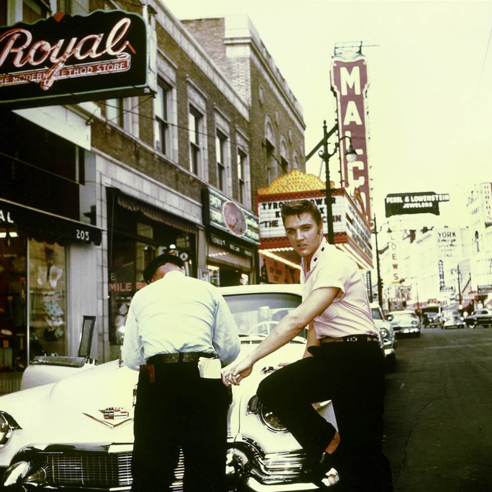 #7 This 1956 Cadillac Eldorado started life as a white car, but legend has it that Elvis walked in to a Houston dealer armed with a bunch of grapes and told the customizer that was the color he wanted.