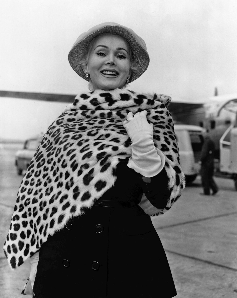 #22 Hungarian-American actress Zsa Zsa Gabor arrives at Heathrow, 1956.
