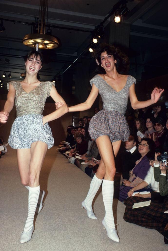 #30 Janice Dickinson with Perry Ellis, 1980.