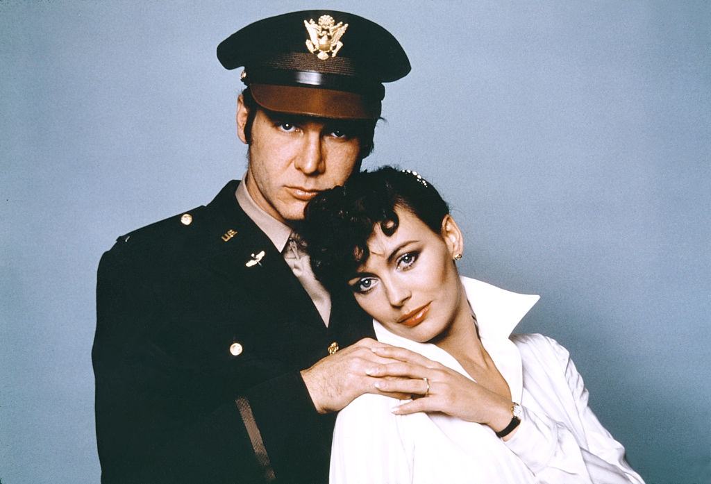 #29 Lesley-Anne Down with Harrison Ford on the set of ‘Hanover Street’, 1977.
