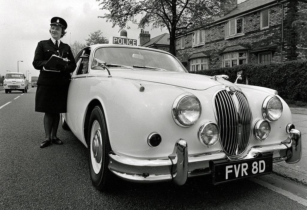 #24 Classic Jaguar in South Manchester streets, 1960s