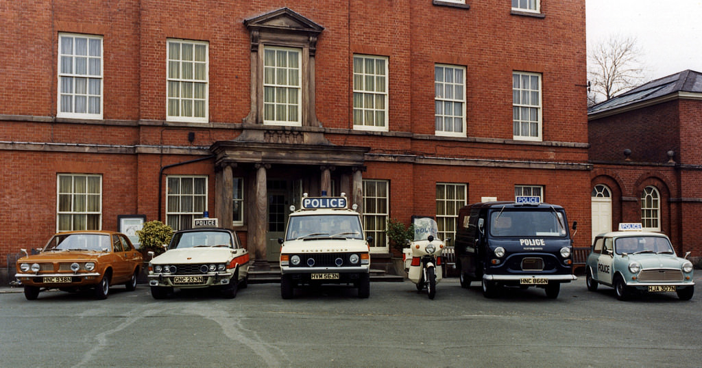 #80 Vehicles of the newly-formed Greater Manchester Police dating from 1974 or 1975