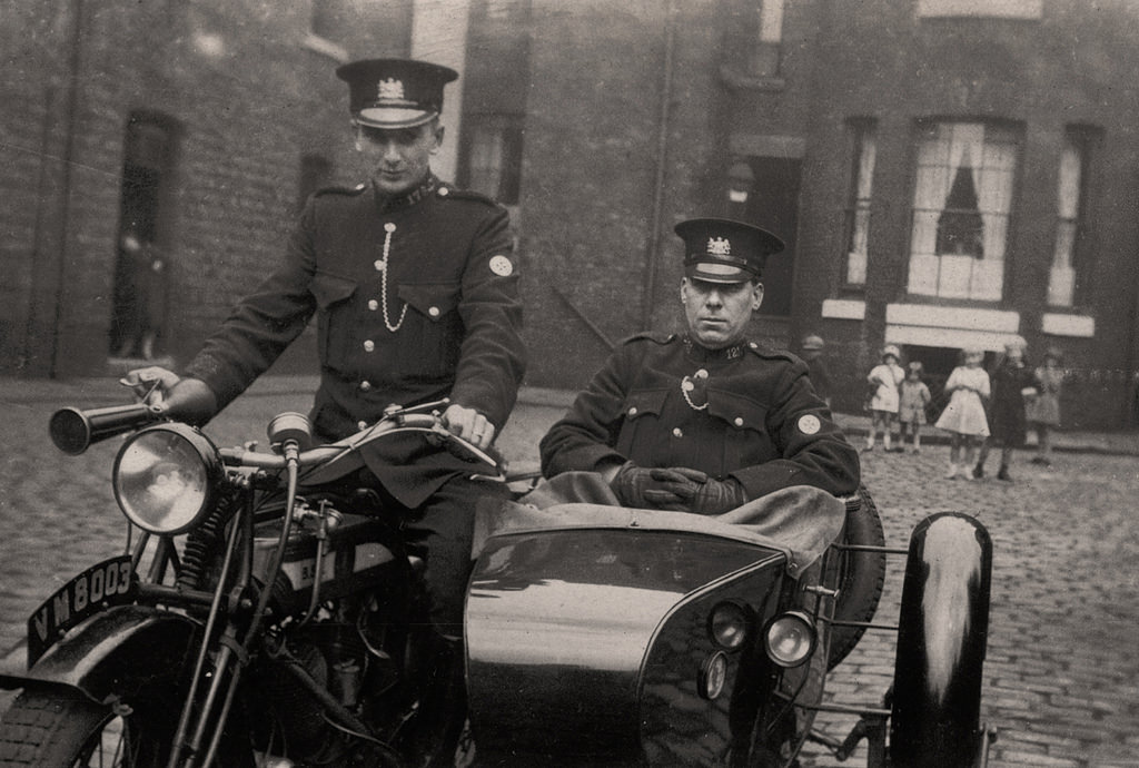 #6 Manchester City Police officers on a sidecar in the 1930s