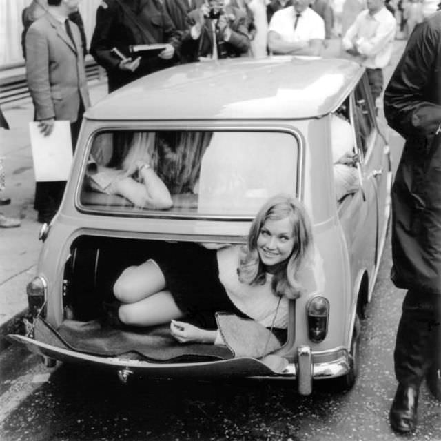 Fifteen Young Women About to Break the World Record for Passengers in a Mini, 1966 Weird