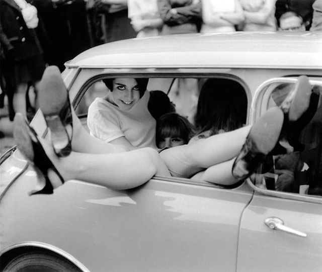 Fifteen Young Women About to Break the World Record for Passengers in a Mini, 1966 Weird