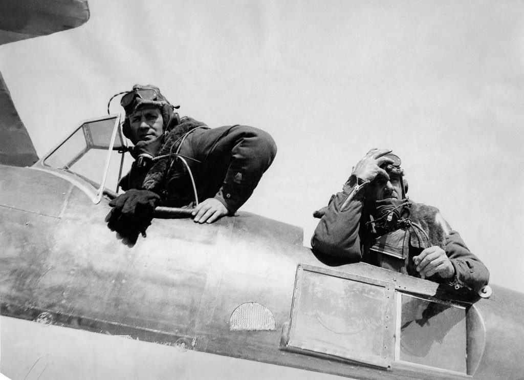 #4 Lord Clydesdale and Colonel Stewart Blacker prepare to set out from the airport at Purnea, India.