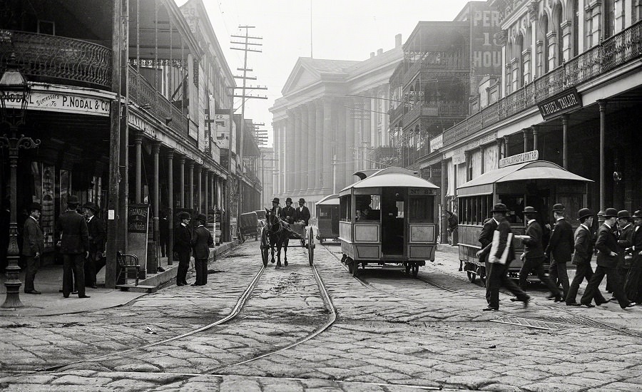 #1 St. Charles Hotel from Canal Street. New Orleans circa 1890.