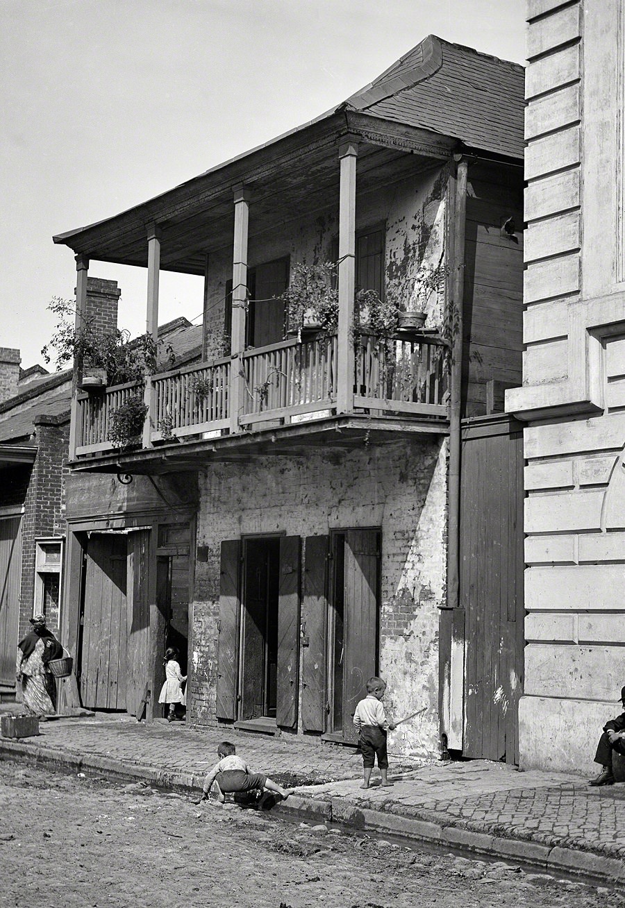 #10 Street in the French Quarter, New Orleans circa 1880s-1890s.