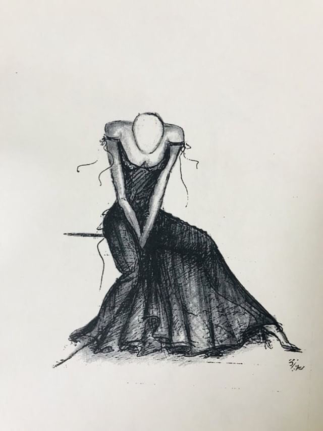 #6 Fashion sketch drawn by Ola Hudson, 1970s.