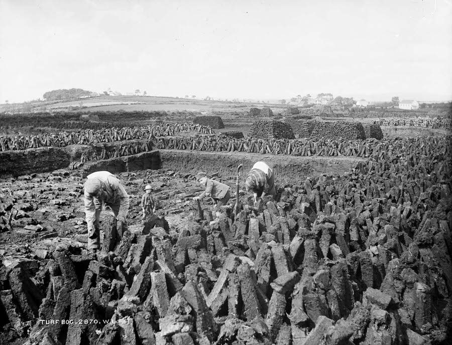 #8 A family cuts turf near Ballymena, 1885.