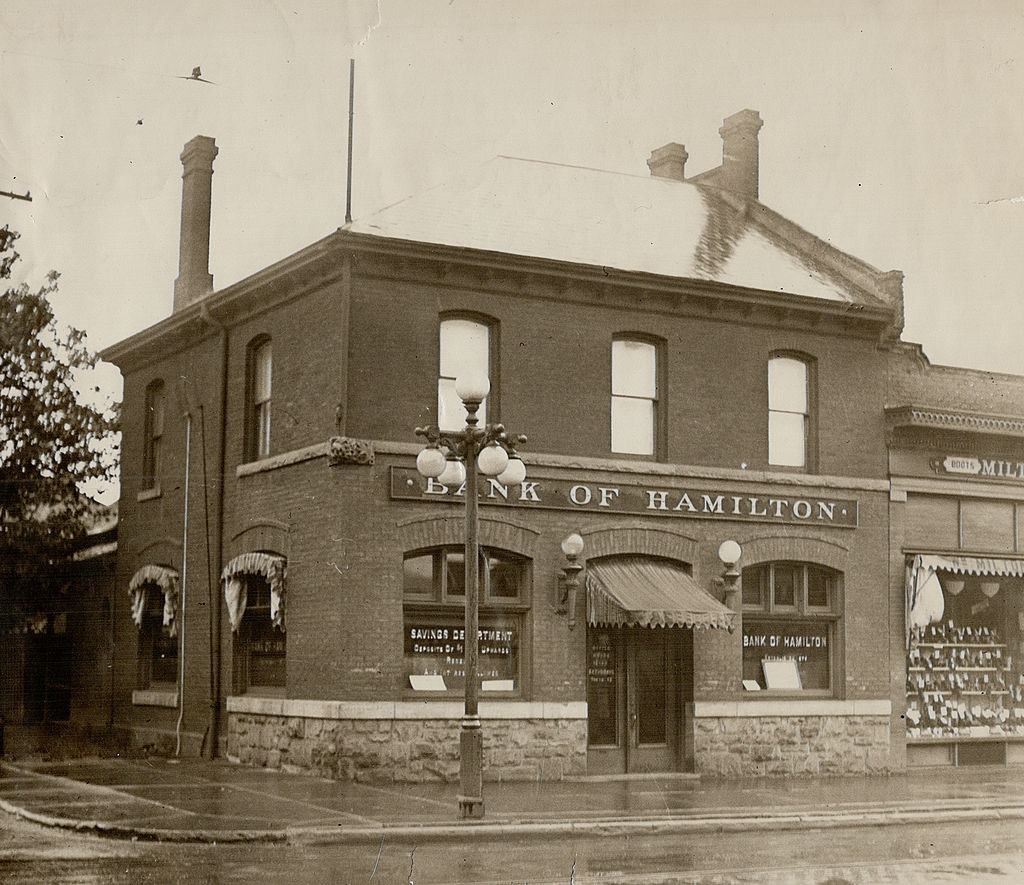 #6 Branch Bank of Hamilton in Hamilton at 419 Barton St, Ontario, 1890s.