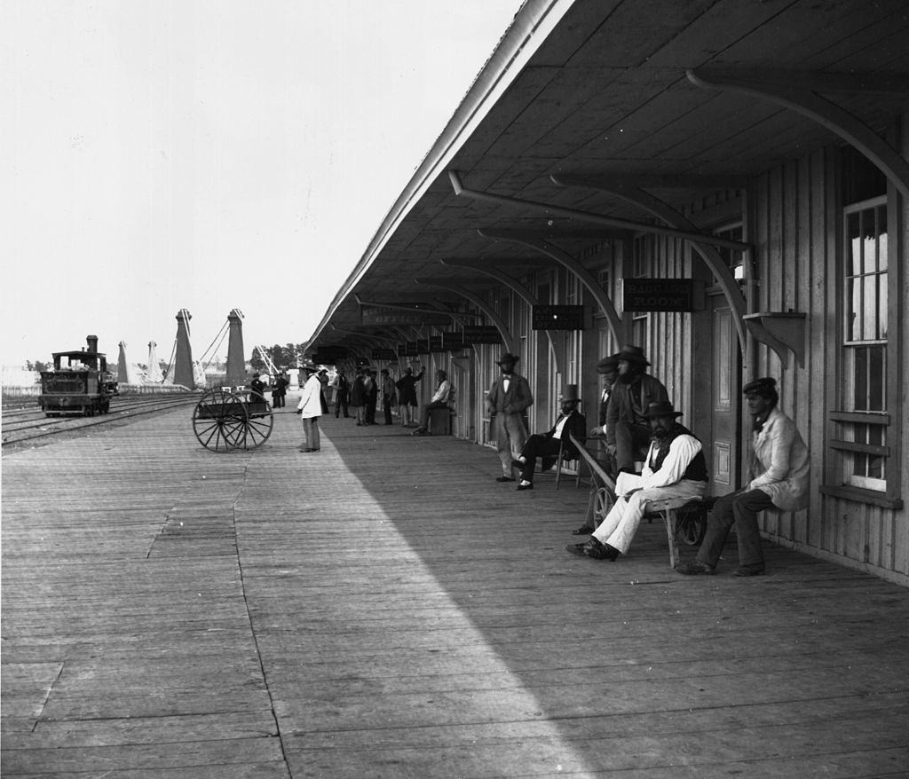 #25 Passengers waiting at the Clifton Depot on the Great Western Railway, 1860s.