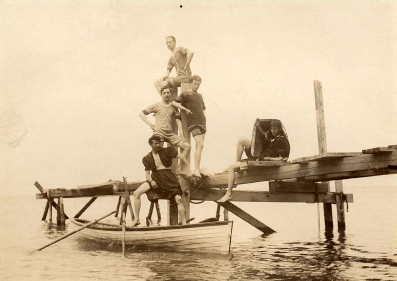 #46 Bathing in Lake Huron, Ontario, 1890s.